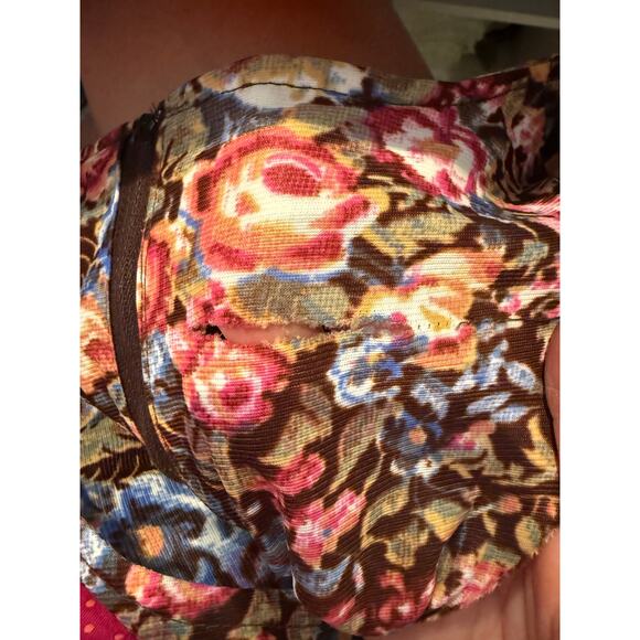 -TALL-Vintage Maxi Dress Brown Floral Fall Winter Hippie Boho Artsy Folksy Gypsy - Picture 11 of 12